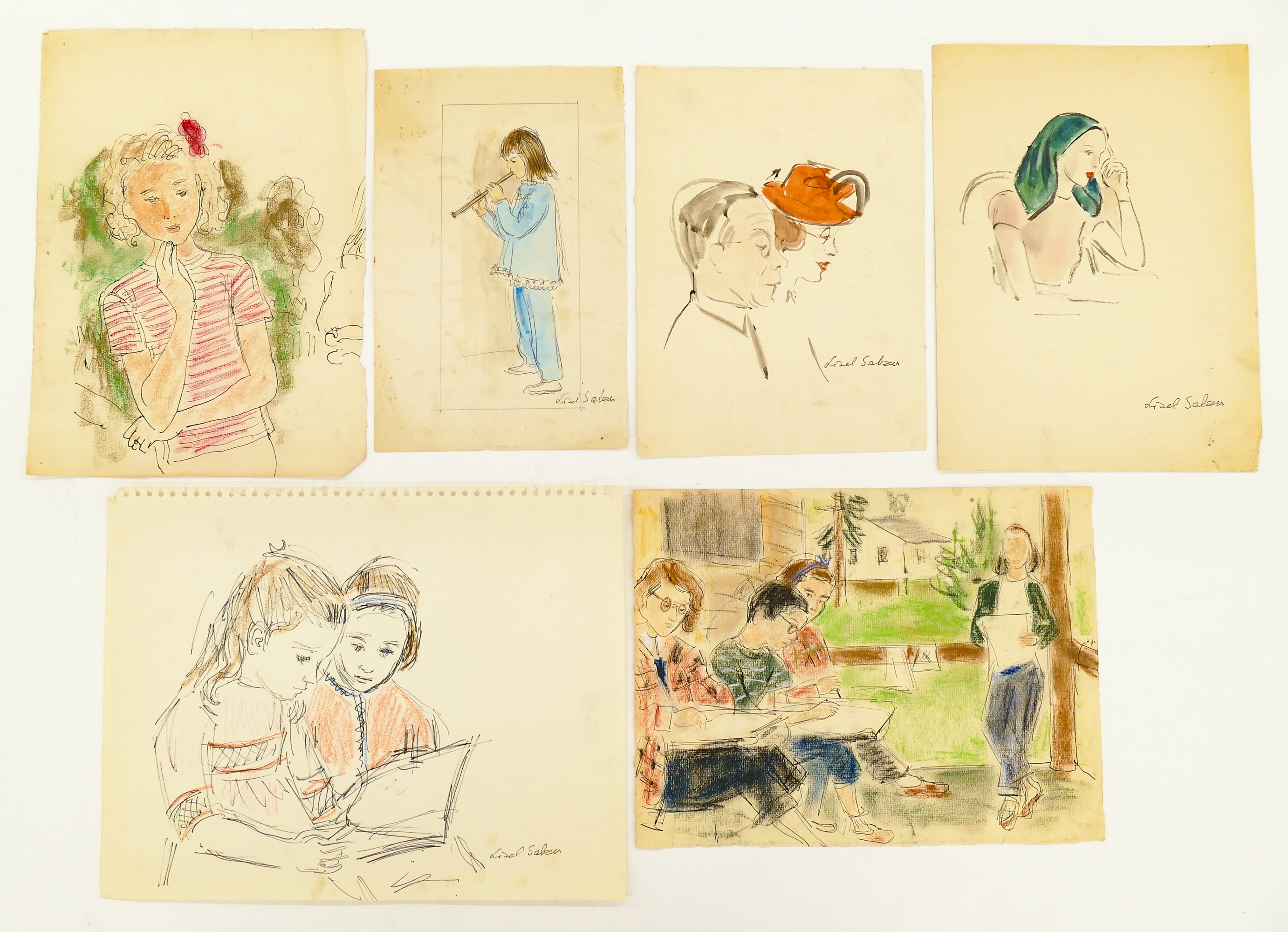 6pc Lisel Salzer Colored Figure