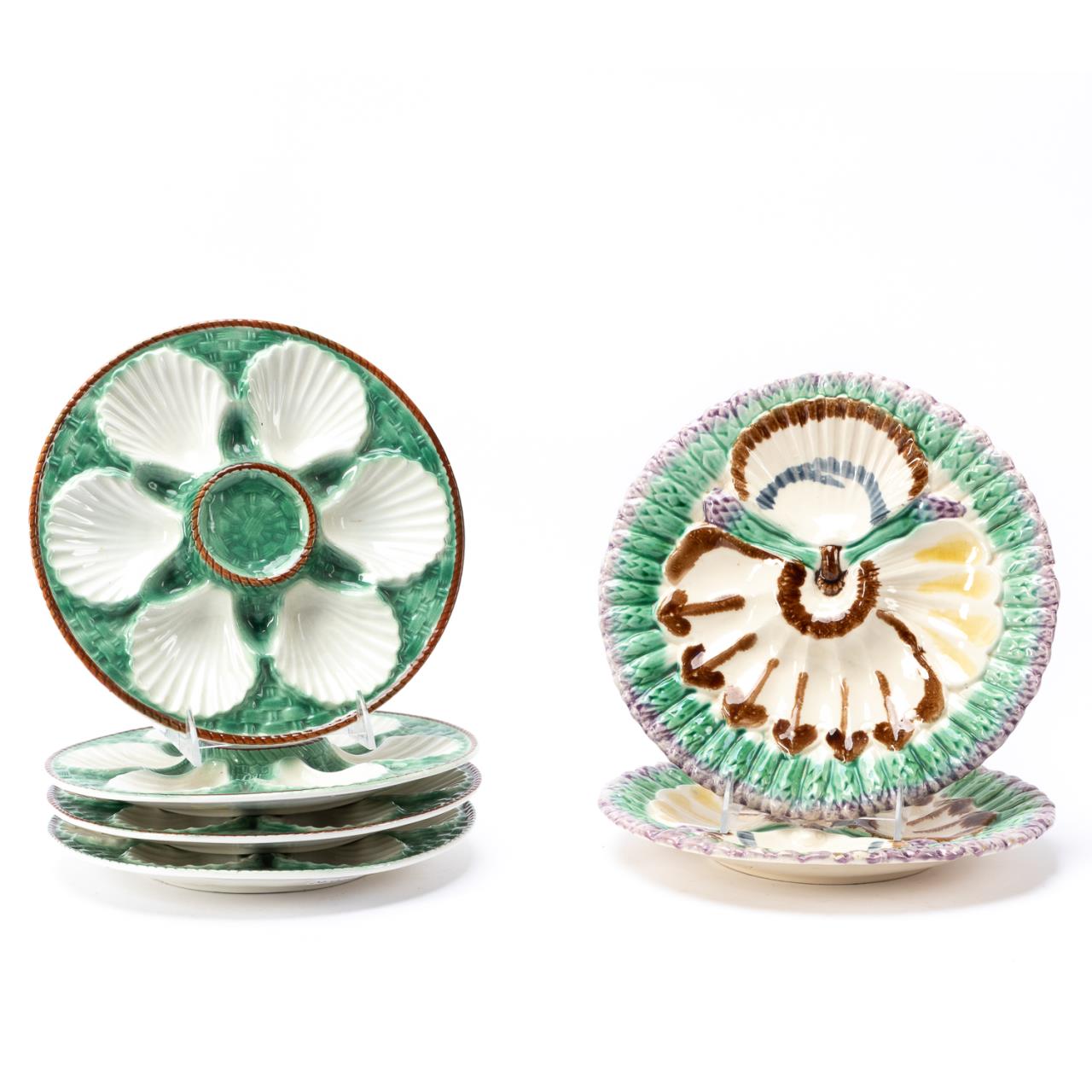 6PC, MAJOLICA OYSTER MOTIF