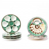 6PC, MAJOLICA OYSTER MOTIF PLA