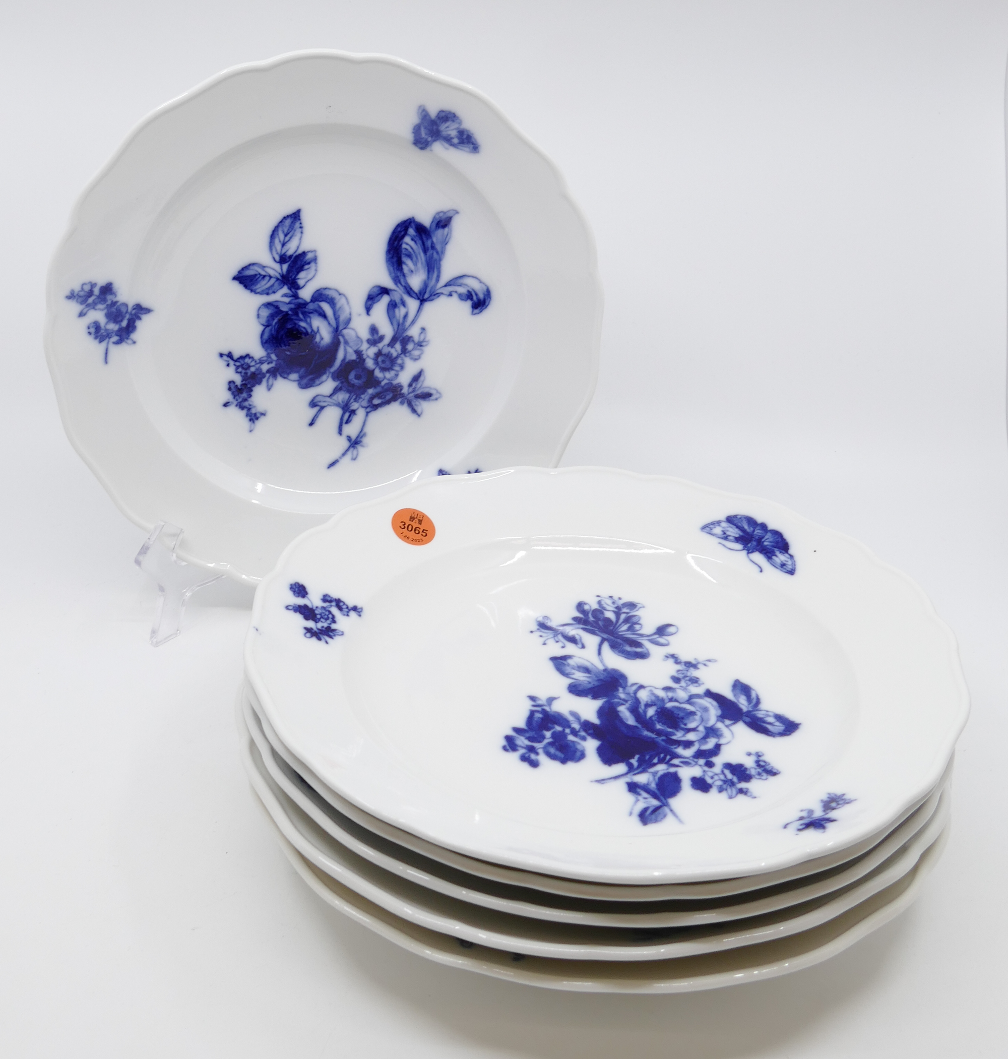 6pc Meissen Blue Flowers and