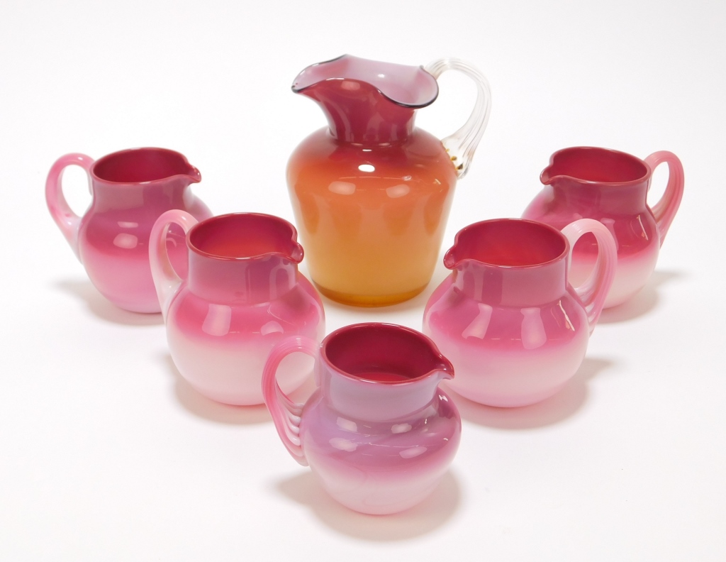 6PC PEACH BLOW CREAMER & PITCHER