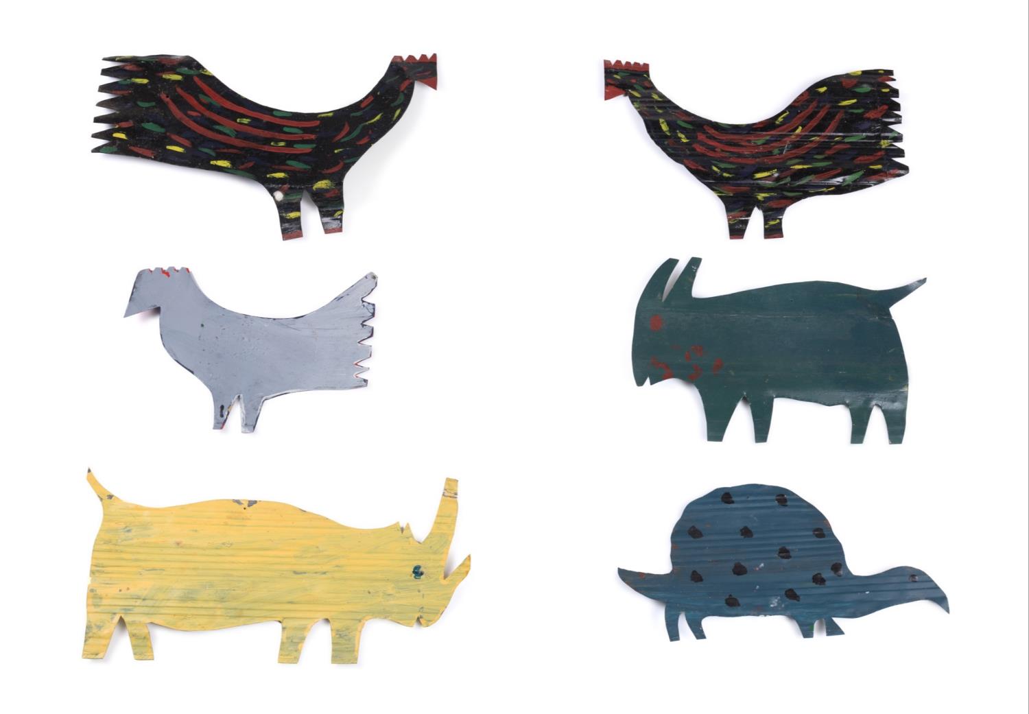 6PC RA MILLER PAINTED FOLK ART
