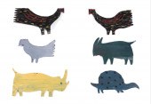 6PC RA MILLER PAINTED FOLK ART
