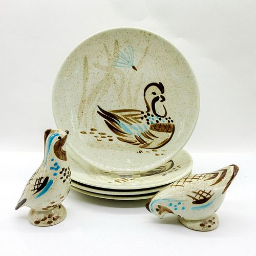 6PC RED WING POTTERY PLATES,