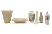 6PC ROOKWOOD CREAM GLAZE POTTE