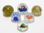 6PC SIGNED ART GLASS PAPERWEIG
