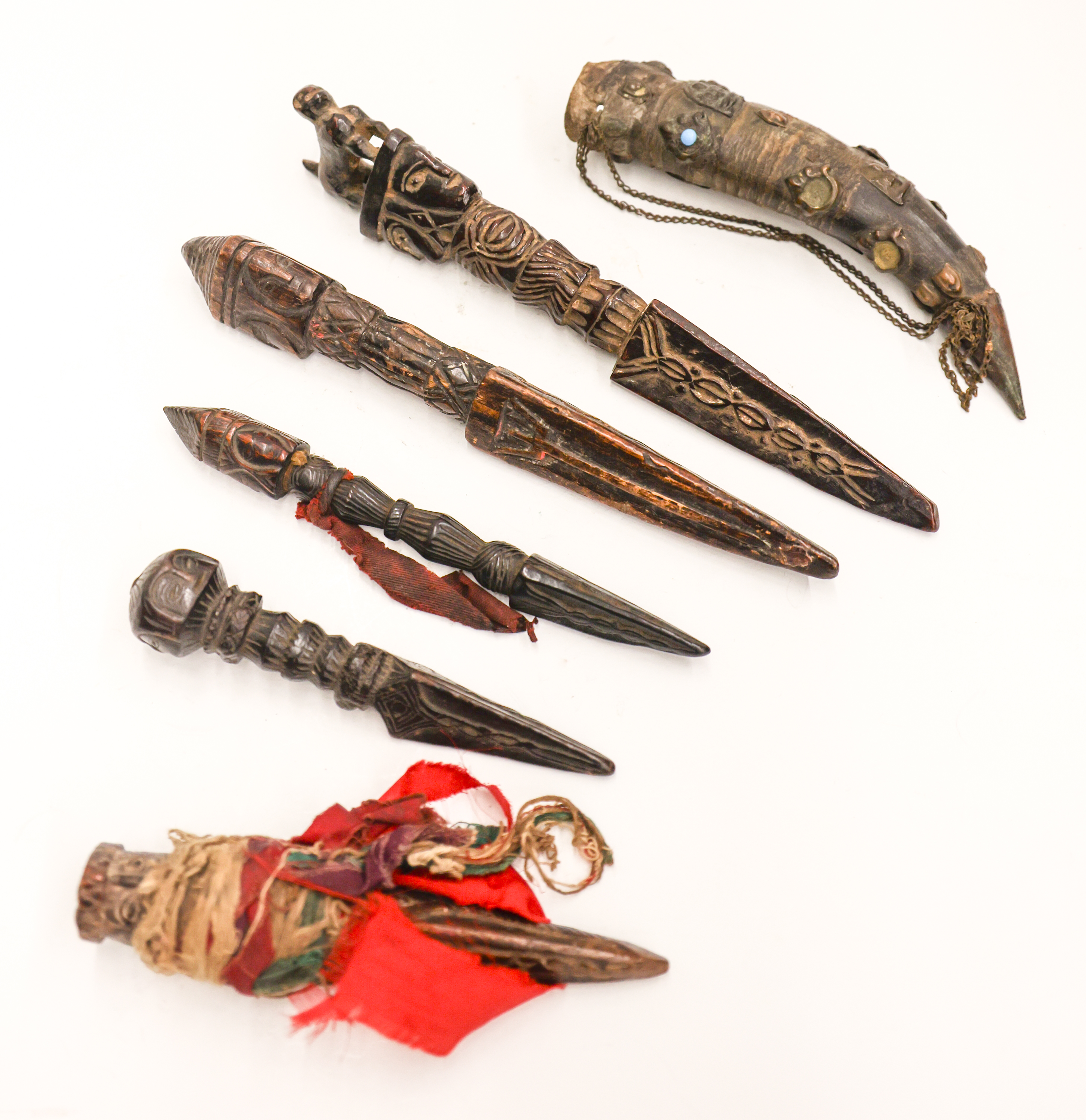 6pc Tibetan Wood Phurba Daggers and