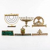 6PC VINTAGE DECORATED MENORAHS