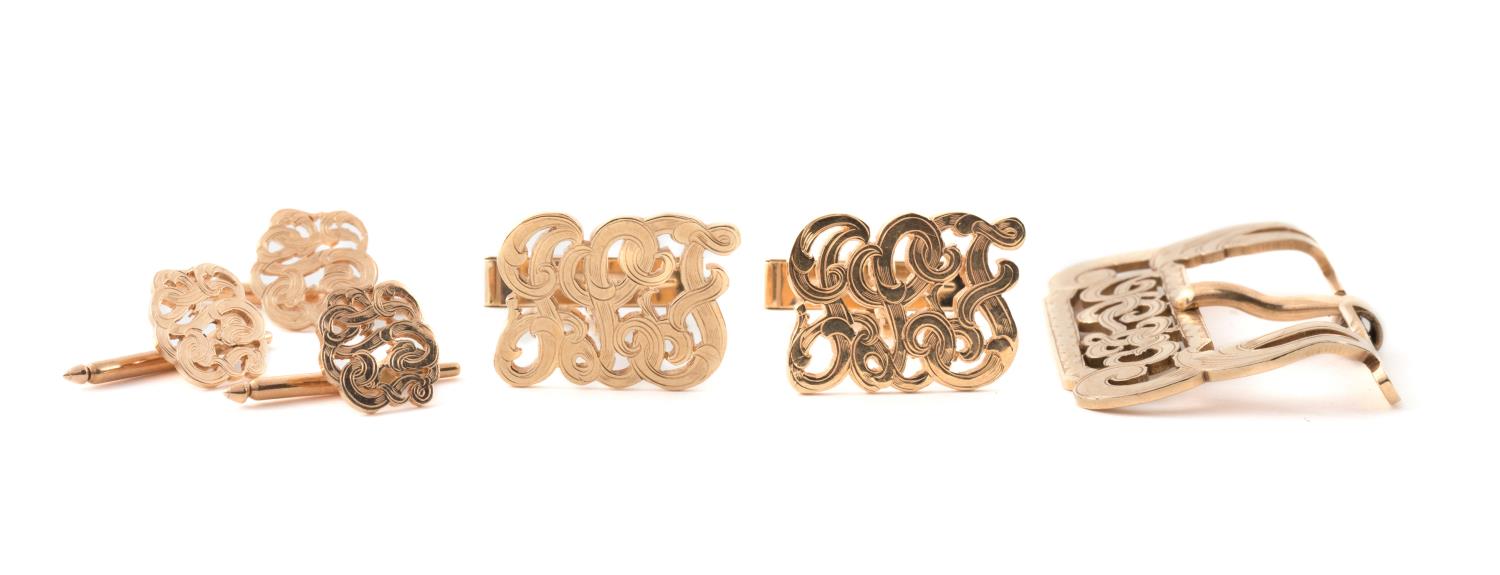 6PCS 14K GOLD MONOGRAMMED MEN'S