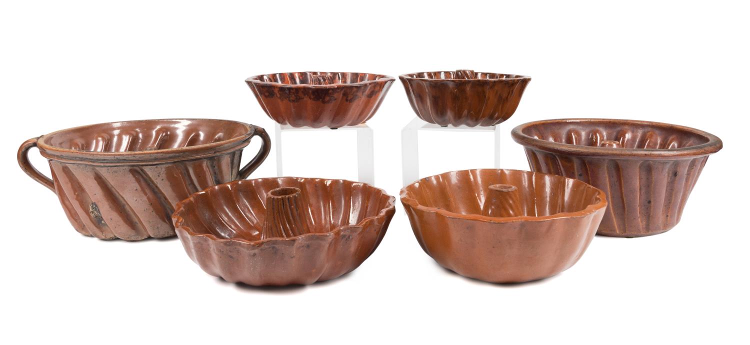 6PCS 19TH C. PENNSYLVANIA REDWARE