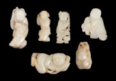 6PCS CHINESE CARVED JADEITE &