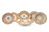 6PCS ENGLISH GILT PINK PORCELA