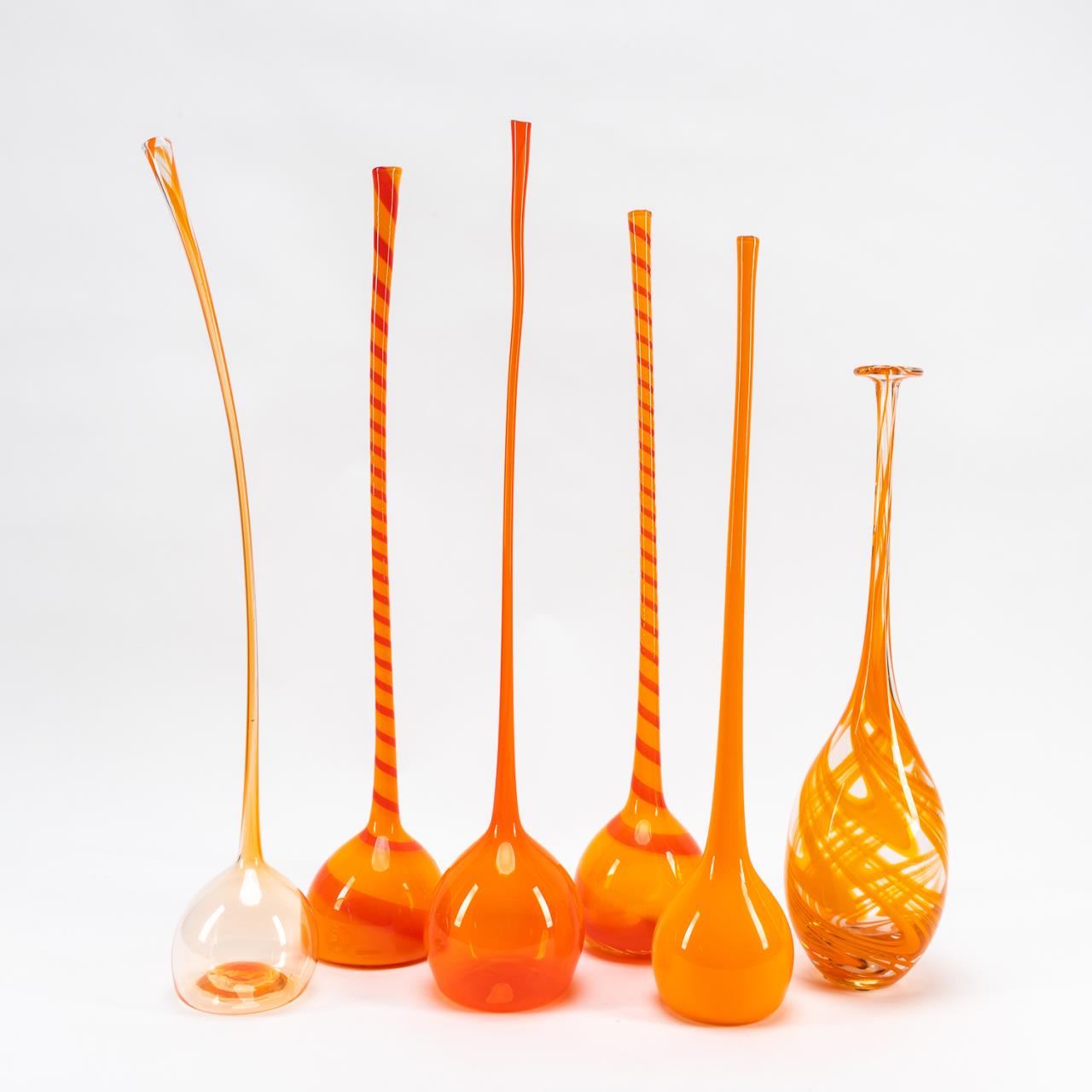 6PCS, MICHAEL ANCHIN BLOWN GLASS