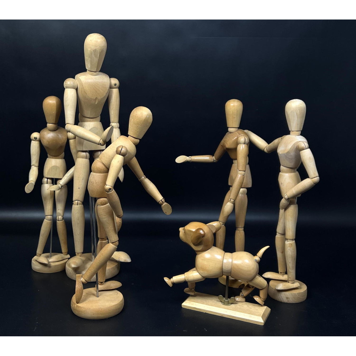 6pcs Wooden Artist Models. Posable.
