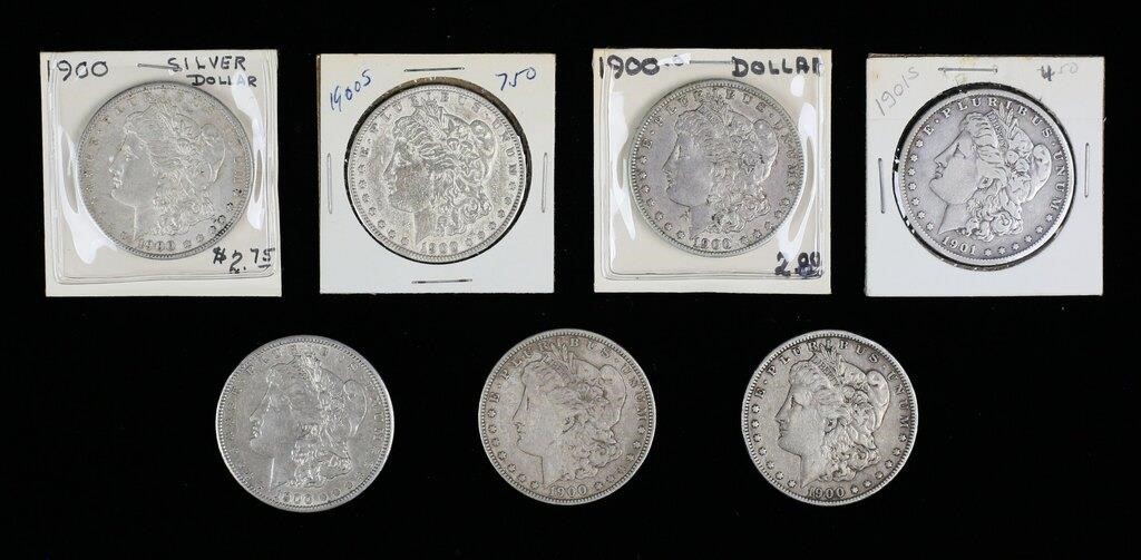 7 1900 AND 1901 MORGAN SILVER