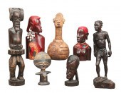 (7) African carved figure grou