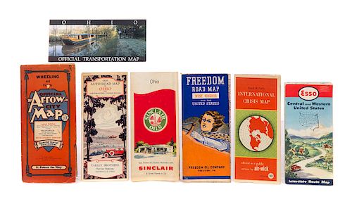 7 ANTIQUE ADVERTISING ROAD MAPS