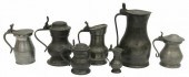 (7) ANTIQUE PEWTER MEASURES &