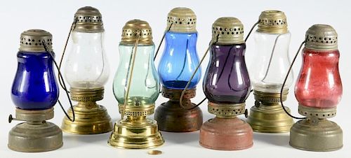 7 ANTIQUE SKATER'S LANTERNSGroup of