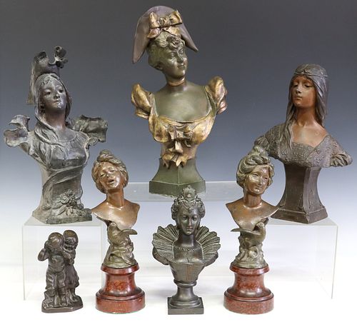 (7) ART NOUVEAU PATINATED METAL