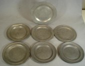 7 asstd 18th c pewter plates,