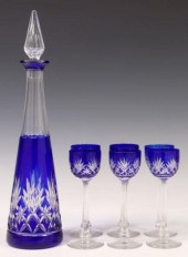 (7) BOHEMIAN COBALT FLASHED GL