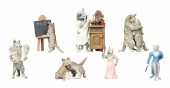 (7) Bronze painted cat figures