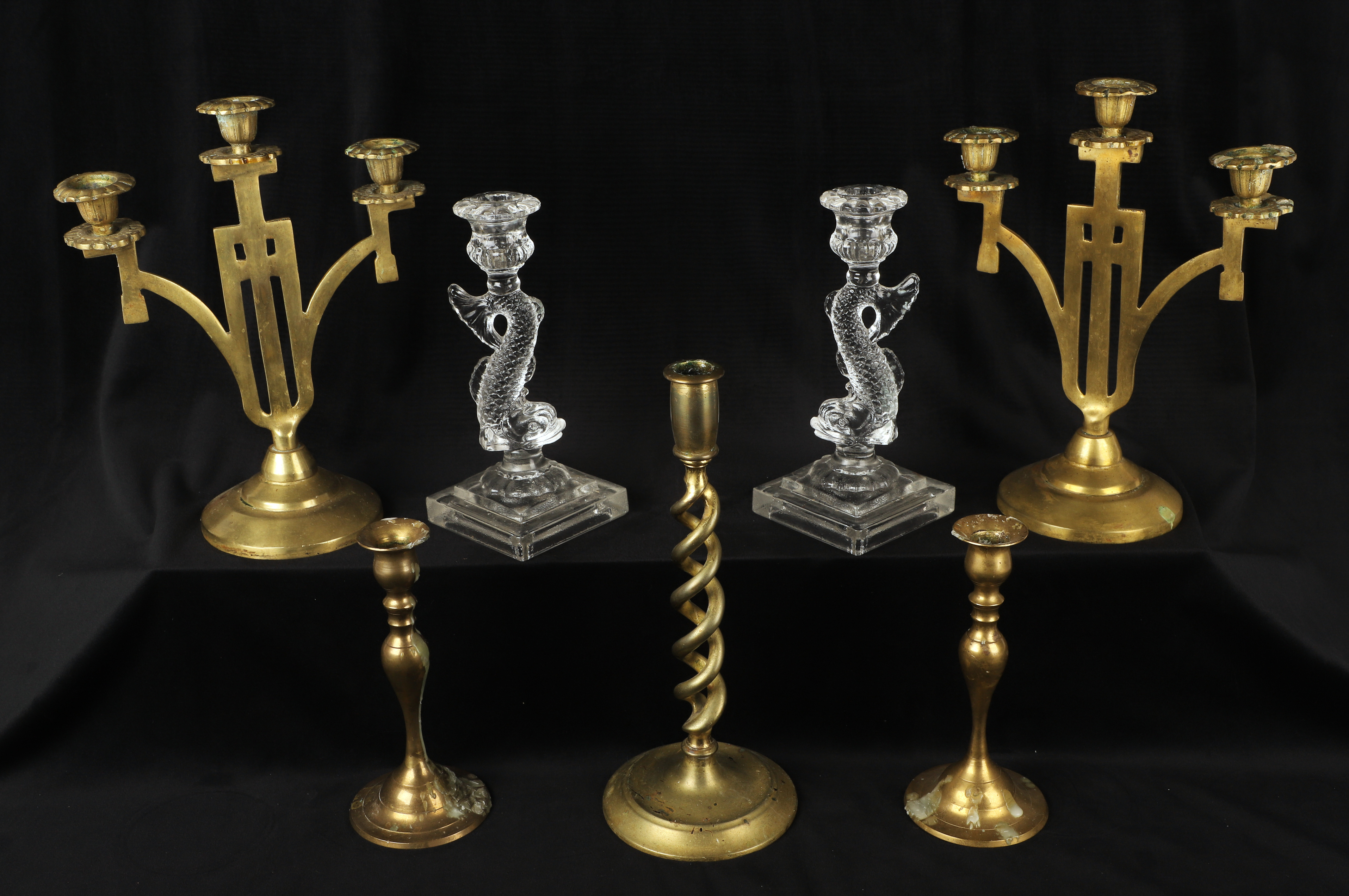(7) Candlesticks, c/o pair of