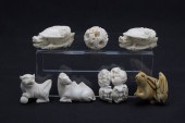 7 CARVED IVORY NETSUKE & OKIMO
