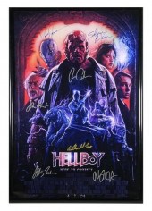 (7) CAST SIGNED HELLBOY POSTER