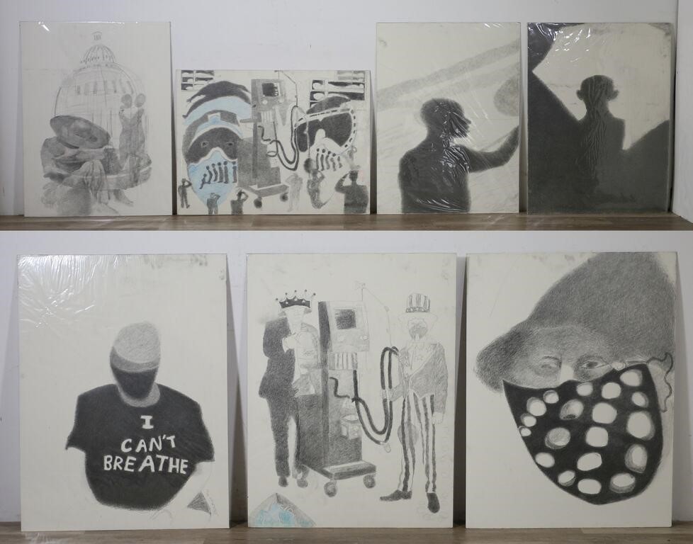 7 CHARCOAL DRAWINGS BY STEVE