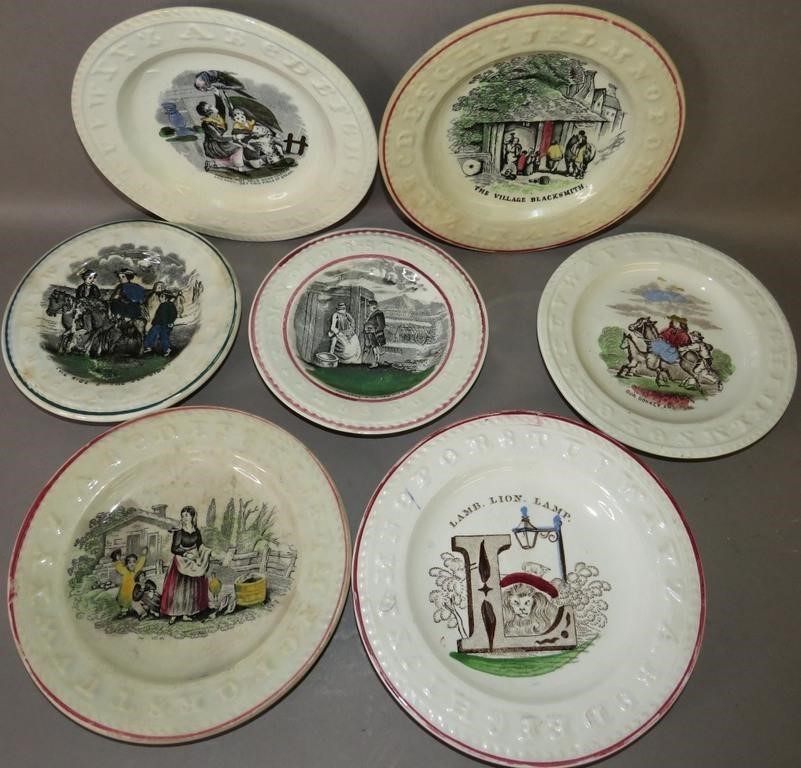 7 CHILDREN'S ABC PLATESca.
