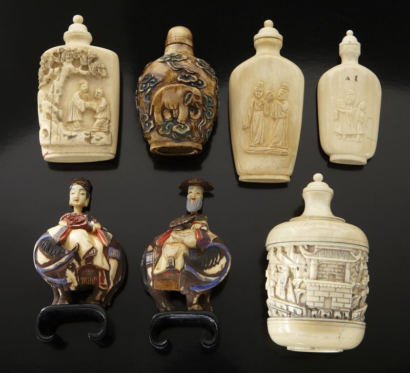 (7) Chinese carved ivory snuff