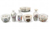 7 CHINESE FAMILLE ROSE VASE &