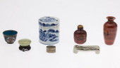 7 CHINESE JADE, GLASS, PORCELA