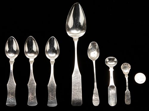 7 COIN SILVER SPOONS ATTR. KY