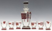 (7) CZECH ART DECO GLASS LIQUE