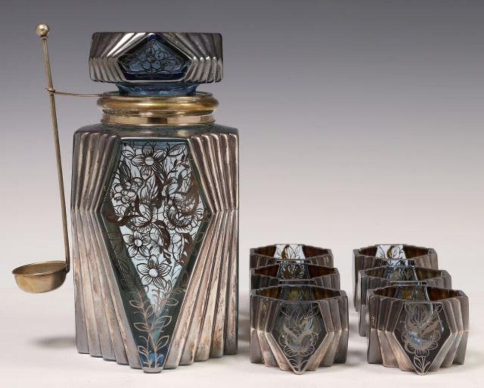 (7) CZECH ART DECO SILVER OVERLAY