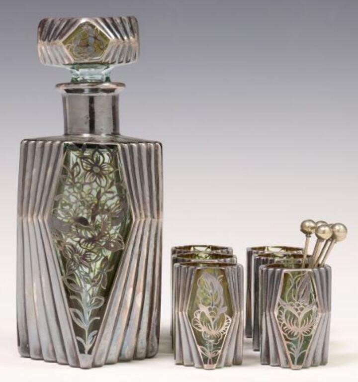 (7) CZECH ART DECO SILVER OVERLAY