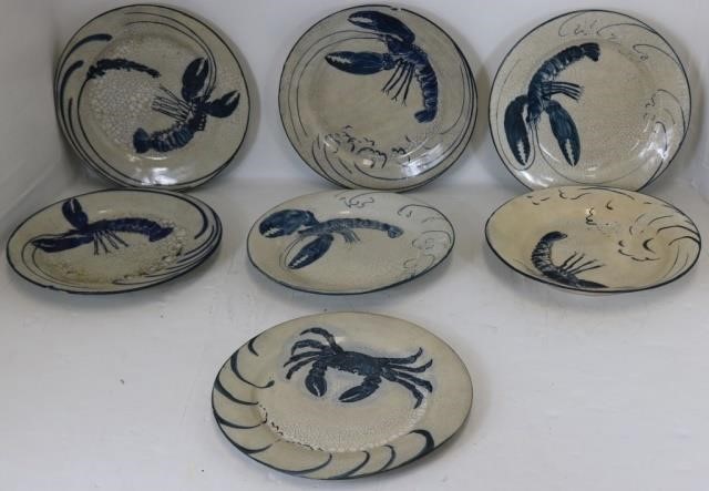 7 DEDHAM POTTERY PLATES TO
