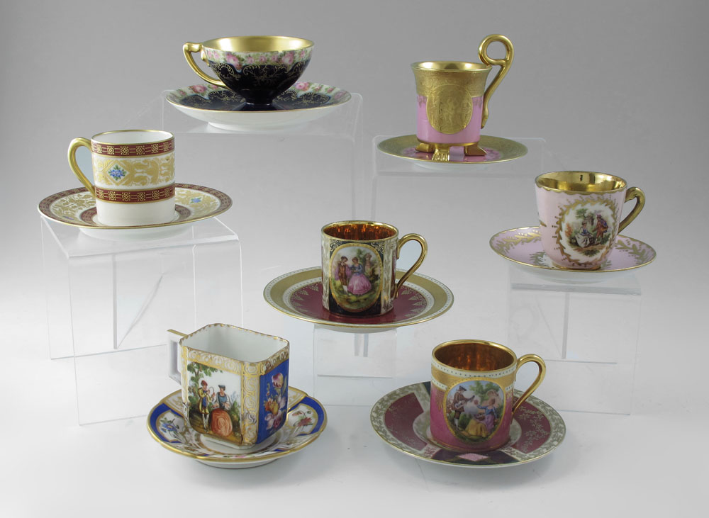 7 FINE AUSTRIAN PORCELAIN CUPS