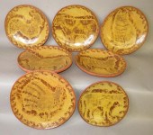 7 FOLTZ REDWARE ANIMAL PLATESc