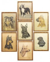 (7) FRAMED DOG PRINTS AFTER GL