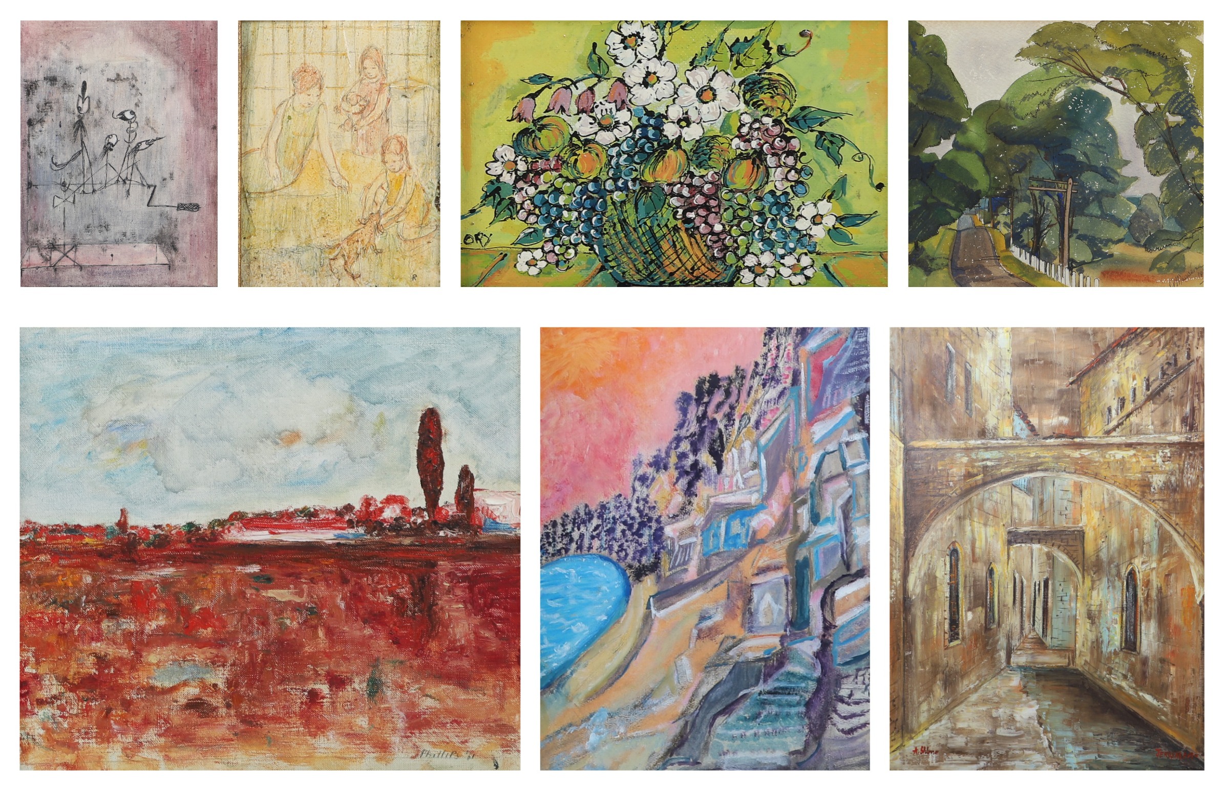 7 Framed Paintings coastal