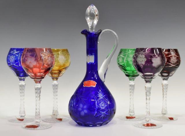 (7) FRENCH ART GLASS WINE STEMS &