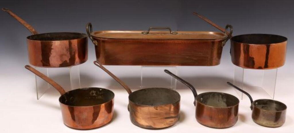 (7) FRENCH COPPER GRADUATED PANS