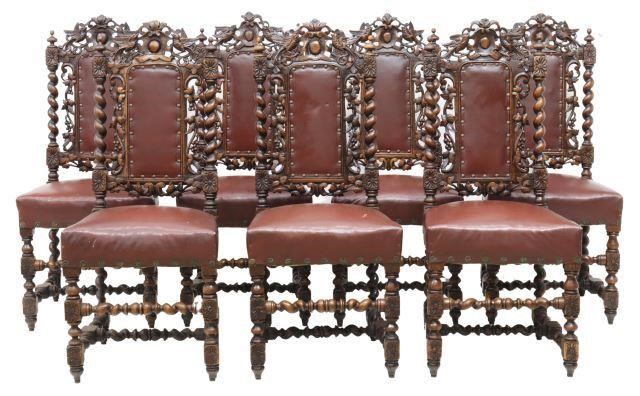 (7) FRENCH HENRI II STYLE CARVED