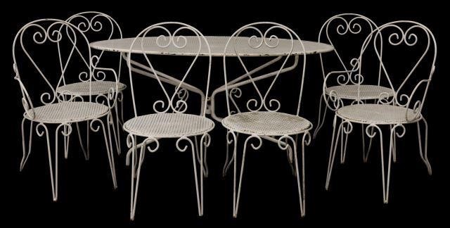 7) FRENCH PAINTED IRON PATIO GARDEN