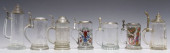 (7) GERMAN PEWTER-MOUNTED GLAS