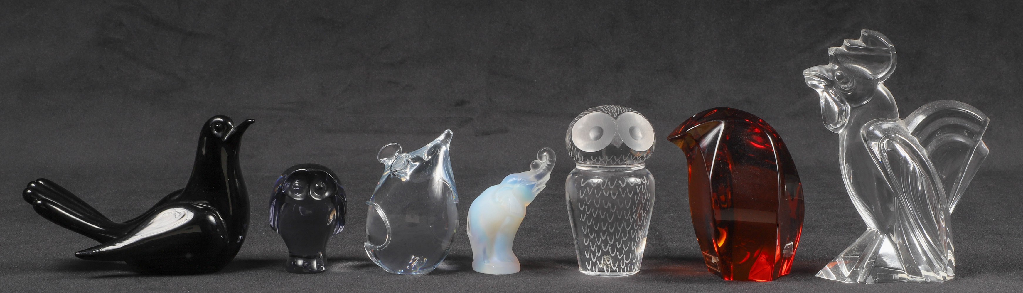 (7) Glass animal figurines, c/o